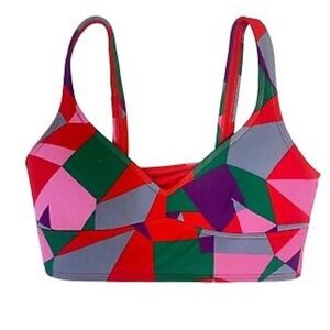 (B3)MARC JACOBS TABOO, SWIMSUIT bikini topretro style, red and green geometric,M